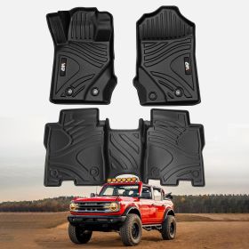 MKR Car Floor Mats for 2021-2023 Ford Bronco 4 Doors 3D TPE All-Weather Floor Mats - Full Set Interior Car Accessories All-Weather(Not fit 2 door